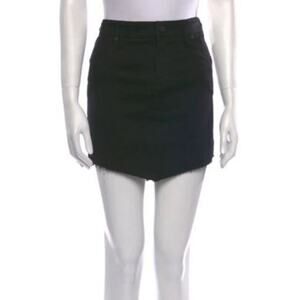 NWT! RtA Denim - Back is Patent Exposed zipper Raw hem SKIRT BLACK 4